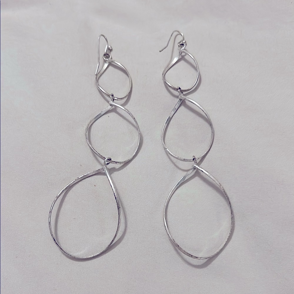 Modern Silver Spiral Dangle Earrings